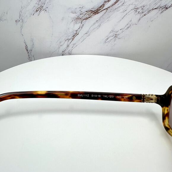 New MIU MIU Sunglasses Brown Square Tortoise Rectangular Gold Logo Authentic - Picture 8 of 16